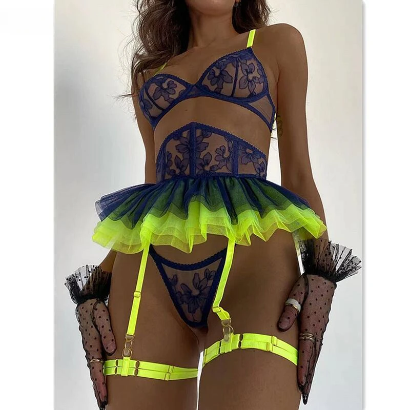 MIRABELLE Neon Lingerie For Women Sexy Lace Bra Fancy Underwear With Stockings Delicate Intimate Luxury Garters 5-Piece Outfits
MIRABELLE Neon Lingerie For Women Sexy Lace Bra Fancy Underwear With Stockings Delicate Intimate Luxury Garters 5-Piece Outfits