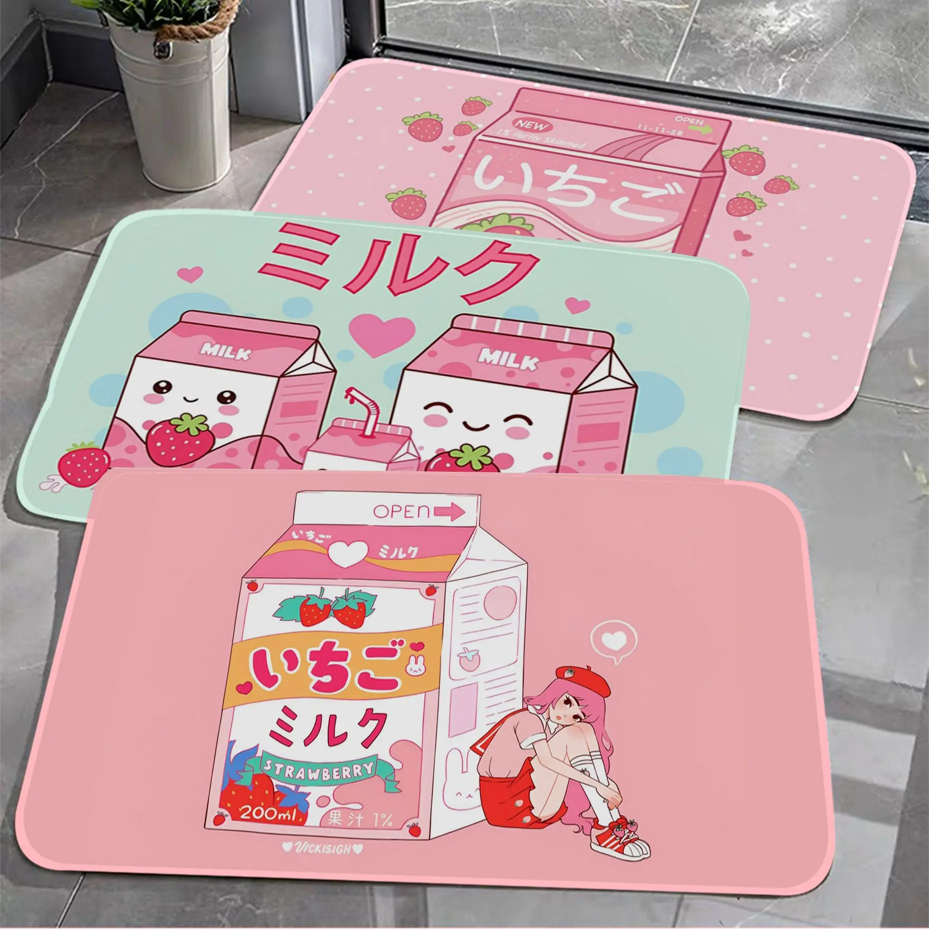 Japanese Strawberry Milk Floor Mat Cheaper Anti-slip Modern Living Room Balcony Printed Bedside Mats
Japanese Strawberry Milk Floor Mat Cheaper Anti-slip Modern Living Room Balcony Printed Bedside Mats