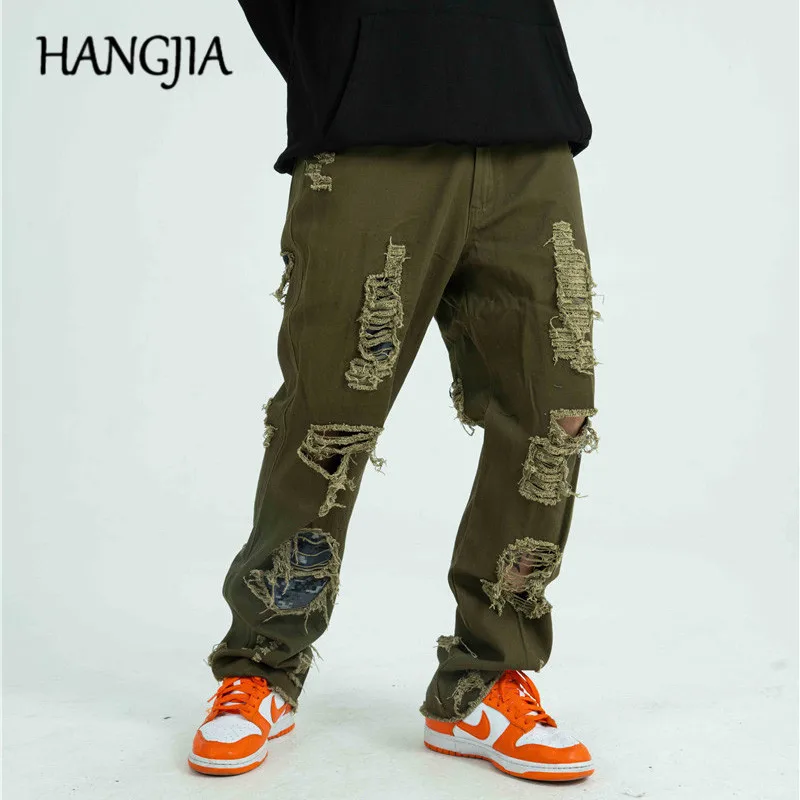 Hip Hop Hole Patch Destroyed Cargo Pants Fashionable Letter Embroidery Raw Edge Straight Trousers Men Women 2021
Hip Hop Hole Patch Destroyed Cargo Pants Fashionable Letter Embroidery Raw Edge Straight Trousers Men Women 2021