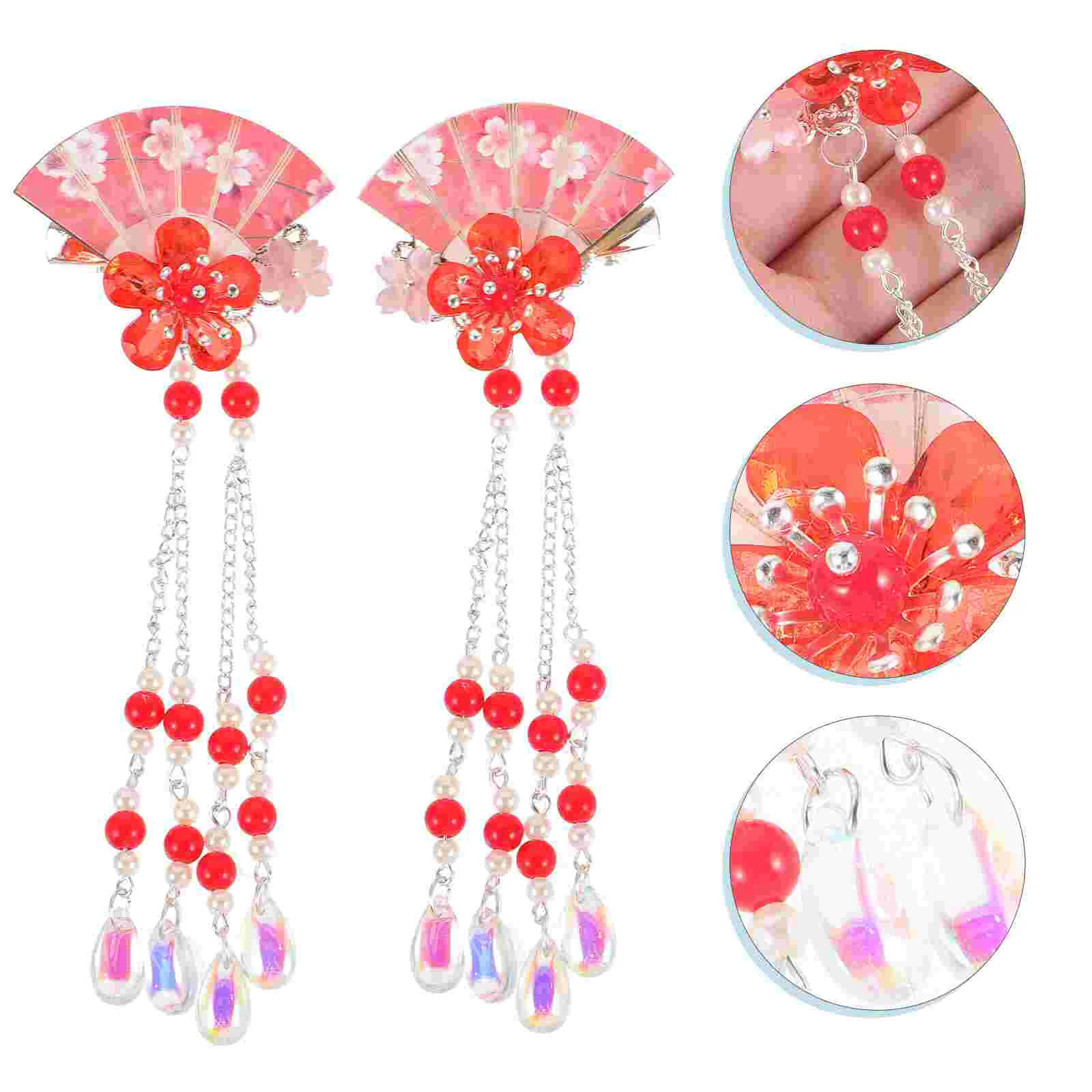 2 Pcs Fan Hairpin Girls Flower Clips Stick Beaded Tassel Crystal Women Accessories 
2 Pcs Fan Hairpin Girls Flower Clips Stick Beaded Tassel Crystal Women Accessories