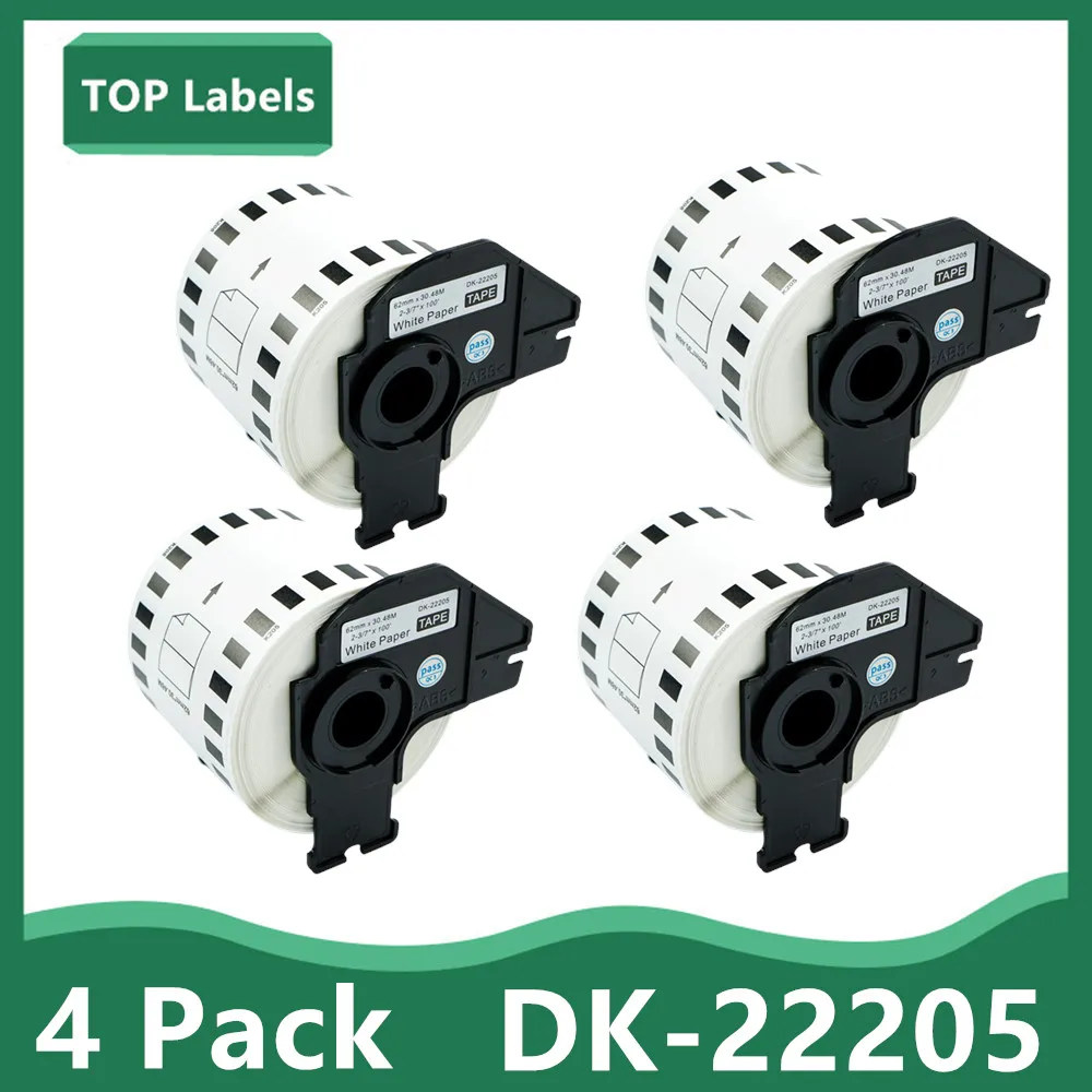 

4 Roll Label tape DK-22205 Label 62mm x 30.48m Continuous Compatible for Brother QL-500/500A/550/560/700/570VM/580N/650TD/710W