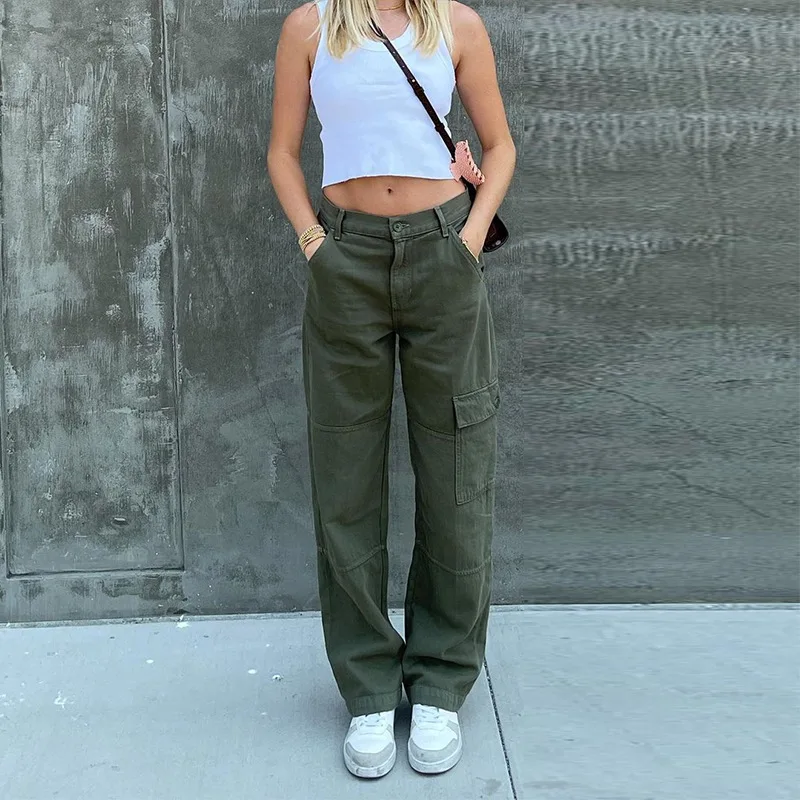 Pockets Spliced Black Denim Straight Cargo Pants Female 23ss Streetwear Low Rise Boyfriend Casual Slouchy Jeans for Women Y2k
Pockets Spliced Black Denim Straight Cargo Pants Female 23ss Streetwear Low Rise Boyfriend Casual Slouchy Jeans for Women Y2k