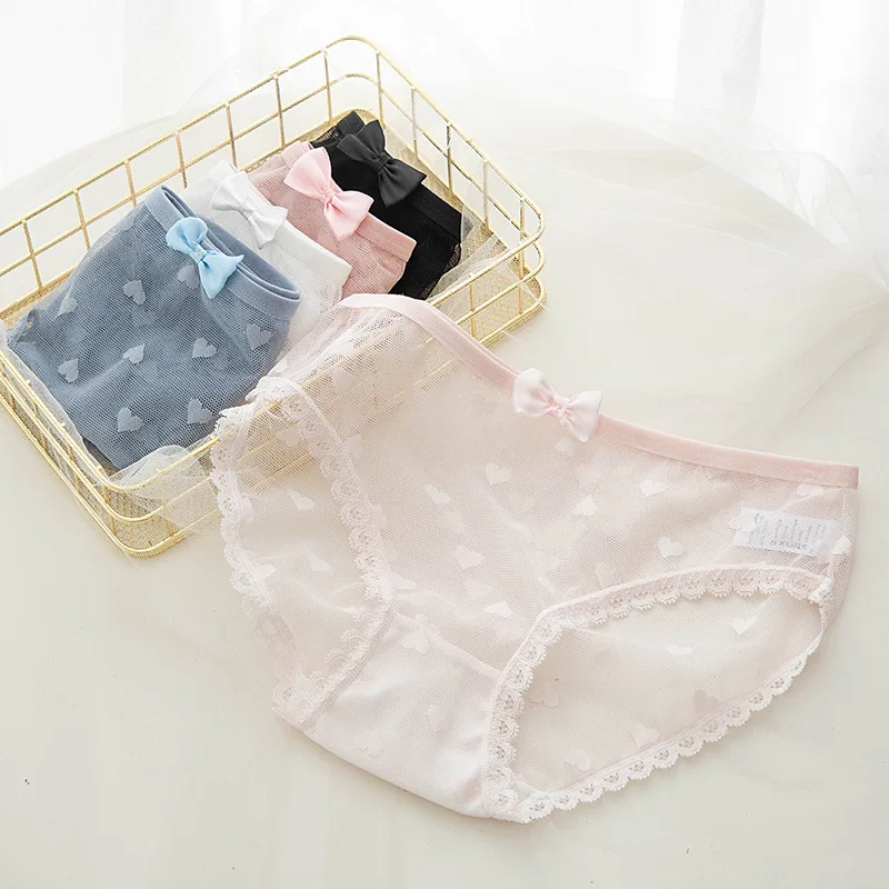 1pc Japanese Sweet Mid-Waist Panties Feminine Lace Bow Love Mesh Cotton Crotch Briefs Women's Mesh Cotton Crotch briefs
1pc Japanese Sweet Mid-Waist Panties Feminine Lace Bow Love Mesh Cotton Crotch Briefs Women's Mesh Cotton Crotch briefs