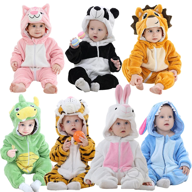 

Baby Jumpsuit New Winter Infant Newborn Baby Clothes Flannel Warm Baby Rompers Cat Panda Fox Unicorn Kigurumi Onesie for 0-4Year