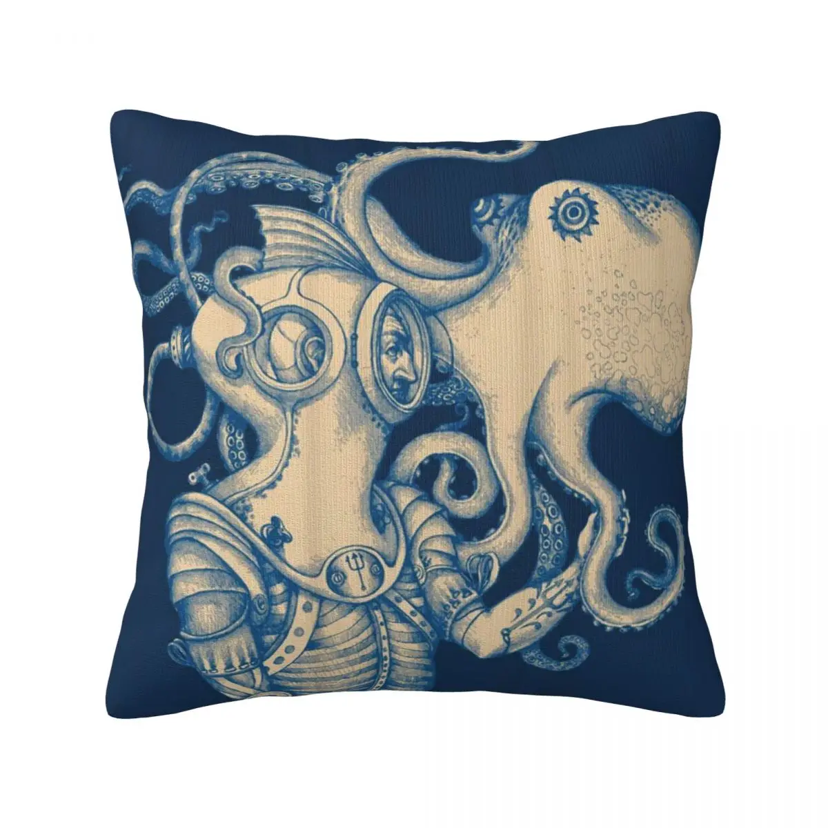 

Octopus Blue Kraken Nautical Throw Pillow Cover Decorative Pillow Covers Home Pillows Shells Cushion Cover Zippered Pillowcase
