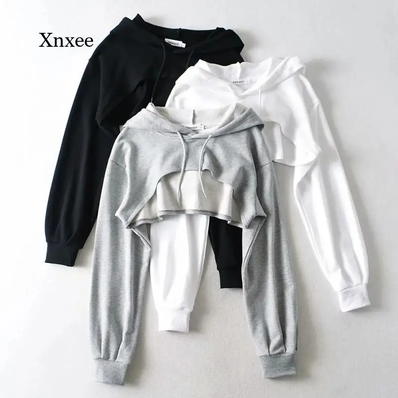 Short Tops Hooded Spring Fall Female Sports Casual Crop Sweatshirt Adults Solid Color Long Sleeve Pullover Outerwear Clothing
Short Tops Hooded Spring Fall Female Sports Casual Crop Sweatshirt Adults Solid Color Long Sleeve Pullover Outerwear Clothing