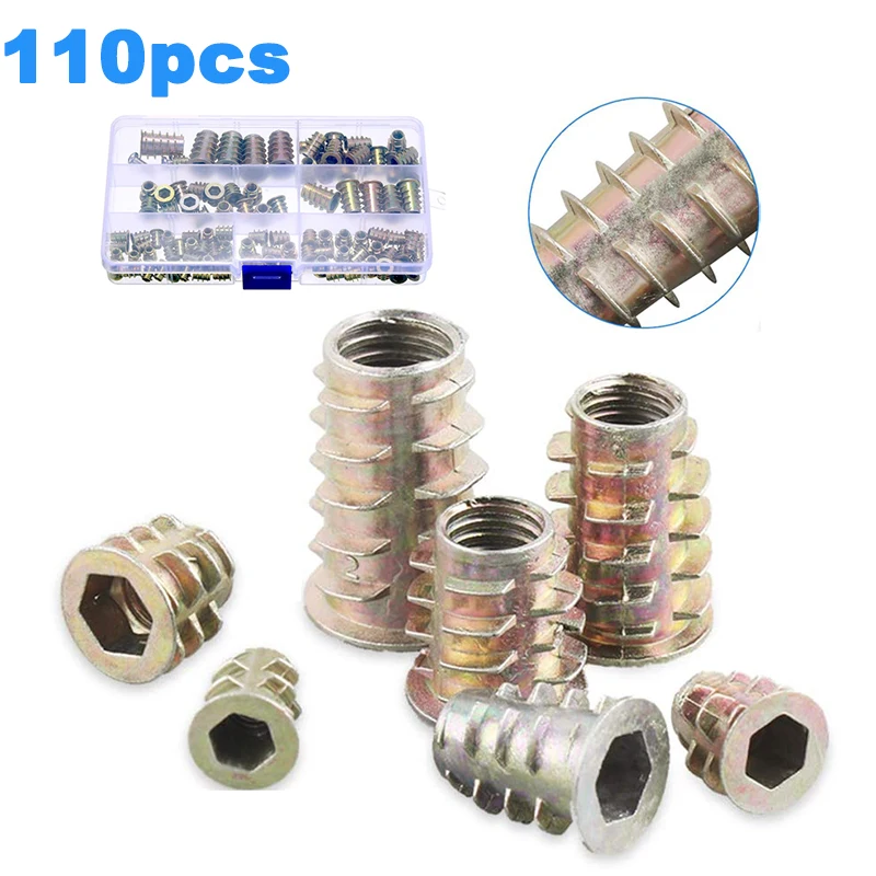 110pcs M4 M5 M6 M8 M10 Threaded Screw Inserts Zinc Alloy Woodworking Tools Hex Socket Hex Drive Inserts Inserts Nuts Tool Kit
110pcs M4 M5 M6 M8 M10 Threaded Screw Inserts Zinc Alloy Woodworking Tools Hex Socket Hex Drive Inserts Inserts Nuts Tool Kit