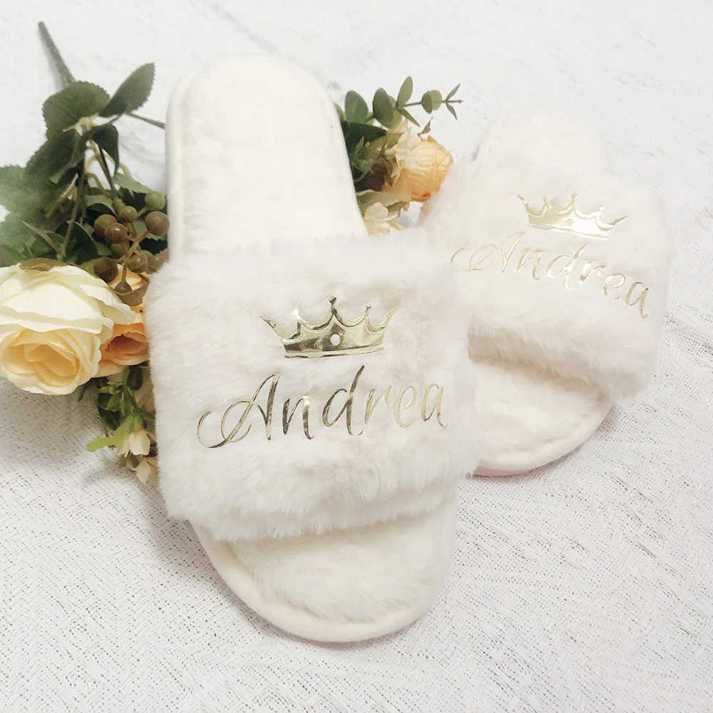 Personalized Wedding Bridal Party Fluffy Slippers Bachelorette Party Bridesmaid Getting Ready Slippers Christmas Gifts for Her
Personalized Wedding Bridal Party Fluffy Slippers Bachelorette Party Bridesmaid Getting Ready Slippers Christmas Gifts for Her