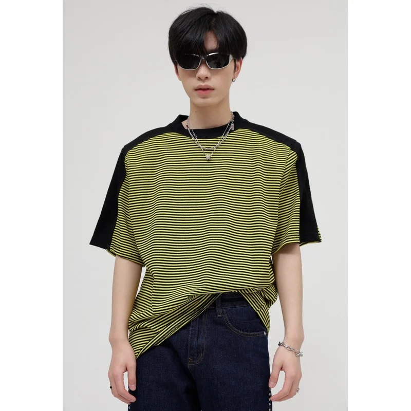 2022 Summer New Men T-shirt Korean Version Loose Stitching Striped Casual T-shirt Round Neck Short Sleeves Men's Clothing
2022 Summer New Men T-shirt Korean Version Loose Stitching Striped Casual T-shirt Round Neck Short Sleeves Men's Clothing