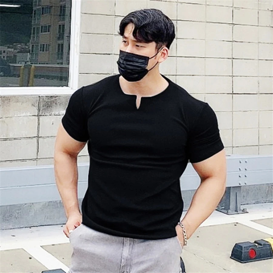 Men Gyms V-neck Cotton Short Sleeve T Shirt Fitness Bodybuilding Shirts running Fashion Male Clothing Brand Tee Tops
Men Gyms V-neck Cotton Short Sleeve T Shirt Fitness Bodybuilding Shirts running Fashion Male Clothing Brand Tee Tops