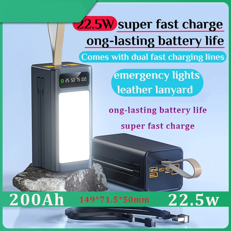 Power Bank Large Capacity 200Ah Fast Charging Portable External Battery Charger for Mobile Phone Laptop Tablet PC Game Console
Power Bank Large Capacity 200Ah Fast Charging Portable External Battery Charger for Mobile Phone Laptop Tablet PC Game Console