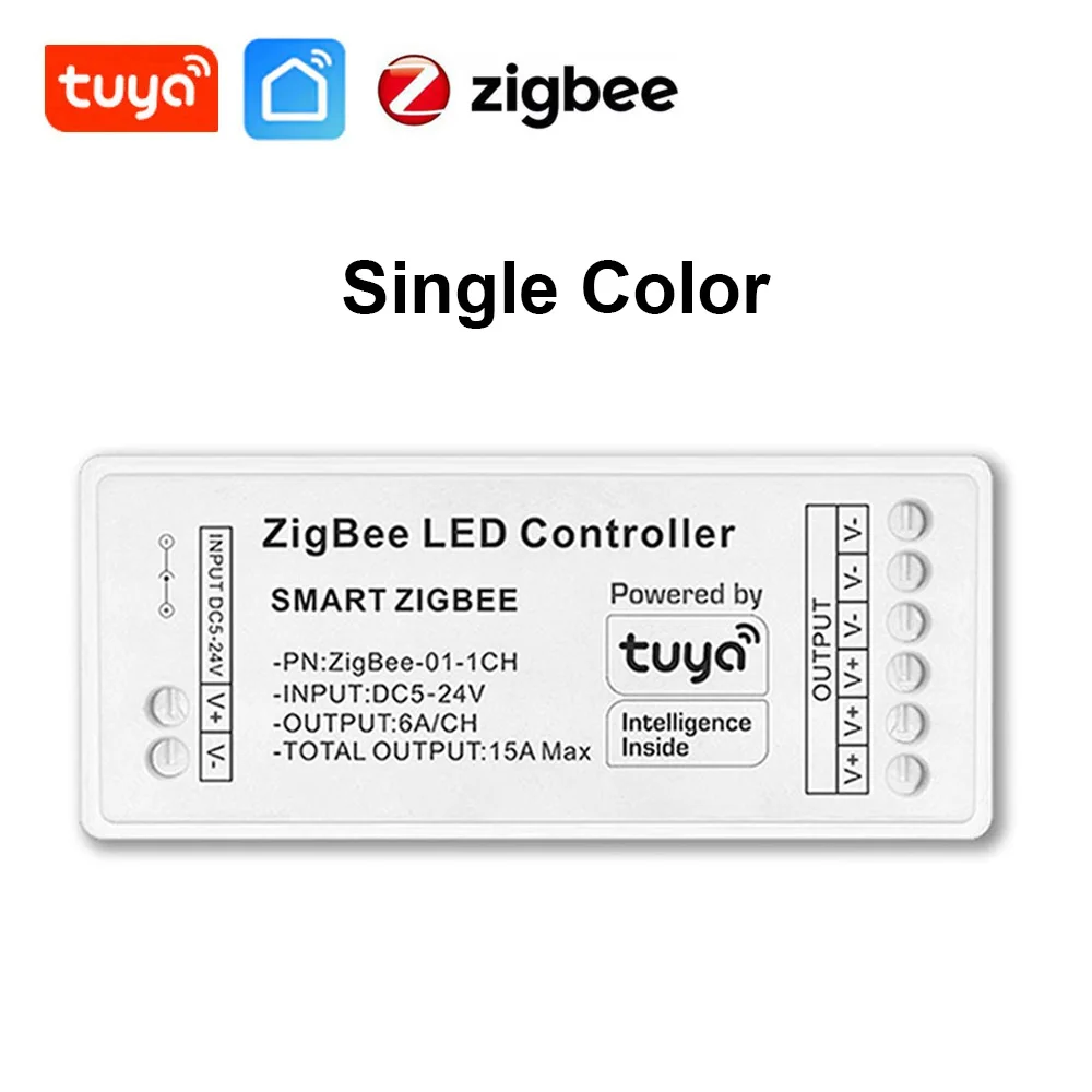 Одноцветный контроллер Zigbee 3.0 CCT RGB RGBW RGBWC, переключатель светодиодных лент с регулируемой яркостью, работает со шлюзом Tuya SmartThings Bridge 
Одноцветный контроллер Zigbee 3.0 CCT RGB RGBW RGBWC, переключатель светодиодных лент с регулируемой яркостью, работает со шлюзом Tuya SmartThings Bridge