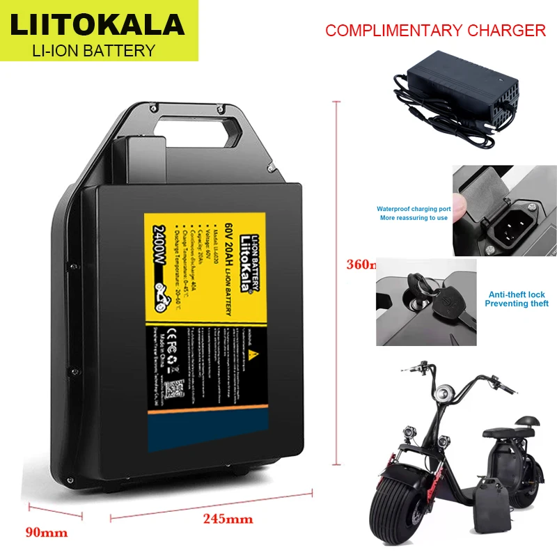 Liitokala 60V 20Ah/30Ah Lithium Battery 16S 18650 High-power 2400W BMS for Electric Motorcycle Scooter Bicycle Duty-free
Liitokala 60V 20Ah/30Ah Lithium Battery 16S 18650 High-power 2400W BMS for Electric Motorcycle Scooter Bicycle Duty-free