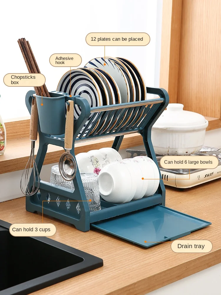 Double layer kitchen drain rack, small cupboard, household dishware, chopsticks, tableware, dishwashing rack
Double layer kitchen drain rack, small cupboard, household dishware, chopsticks, tableware, dishwashing rack