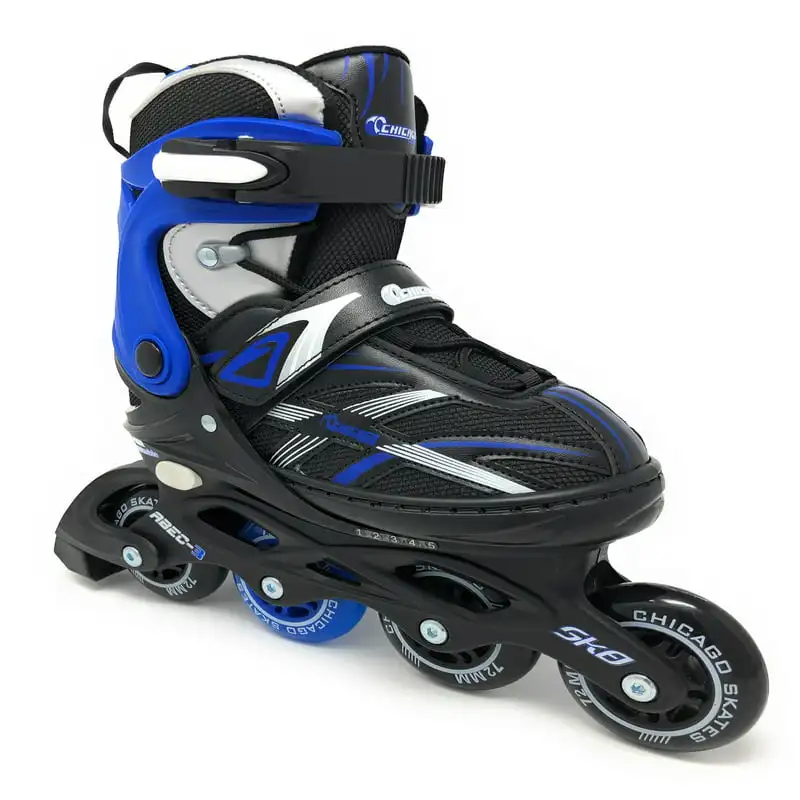 Boys Five Size Adjustable Inline Skates /Blue/Silver - Size Large (5 - 9). 
Boys Five Size Adjustable Inline Skates /Blue/Silver - Size Large (5 - 9).