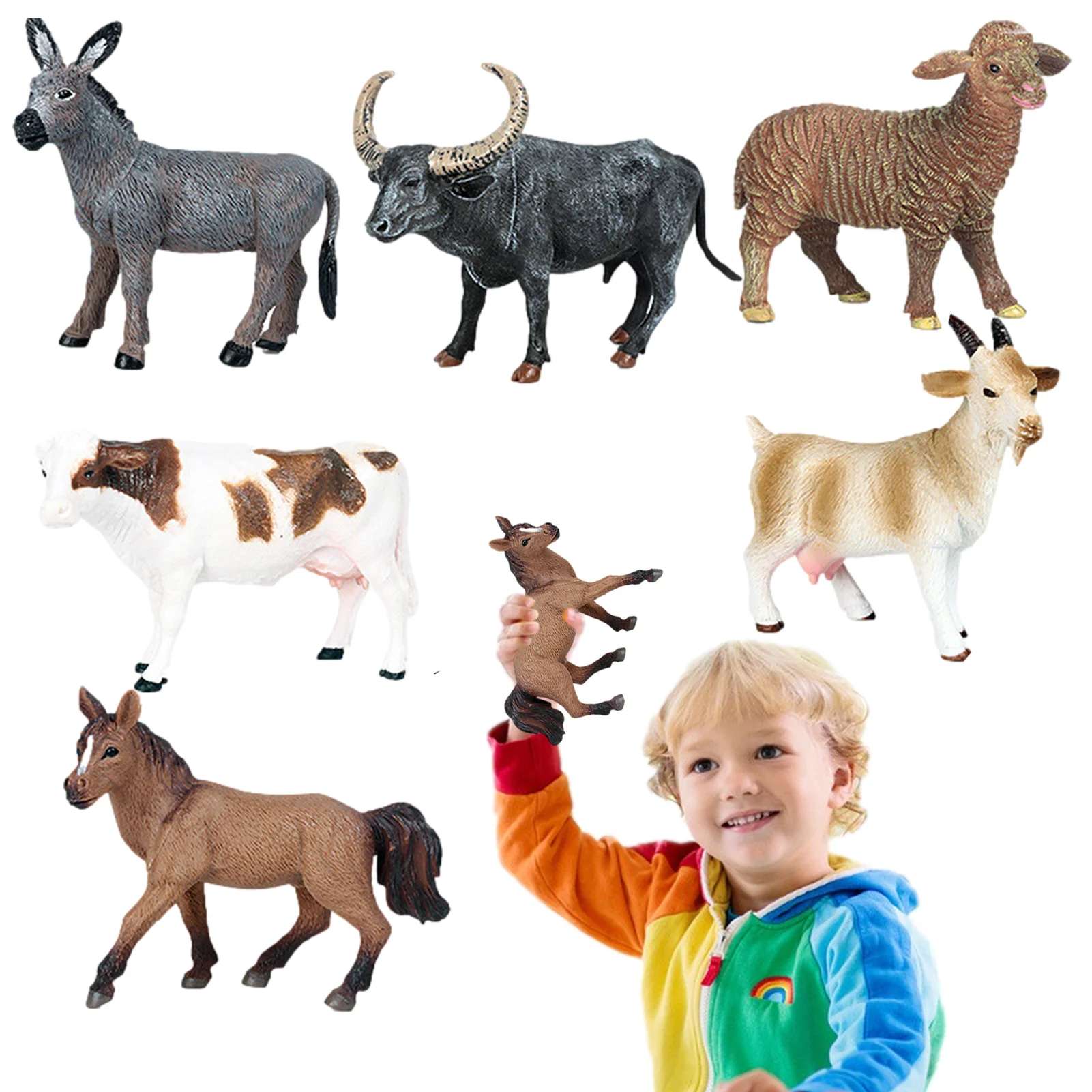 

Farm And Jungle Animals Farm Animal Models Toy Set 6Pcs Realistic Jungle Farm Animal Figurines Toys Cake Topper Ornaments For