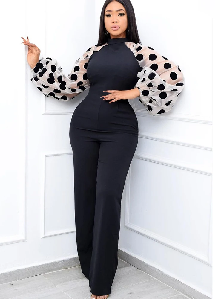 Women Black Jumpsuits Patchwork Sleeves Polka Dot See Through High Waist Slim Elegant Office Ladies One Piece Fashion Bodysuit
Women Black Jumpsuits Patchwork Sleeves Polka Dot See Through High Waist Slim Elegant Office Ladies One Piece Fashion Bodysuit