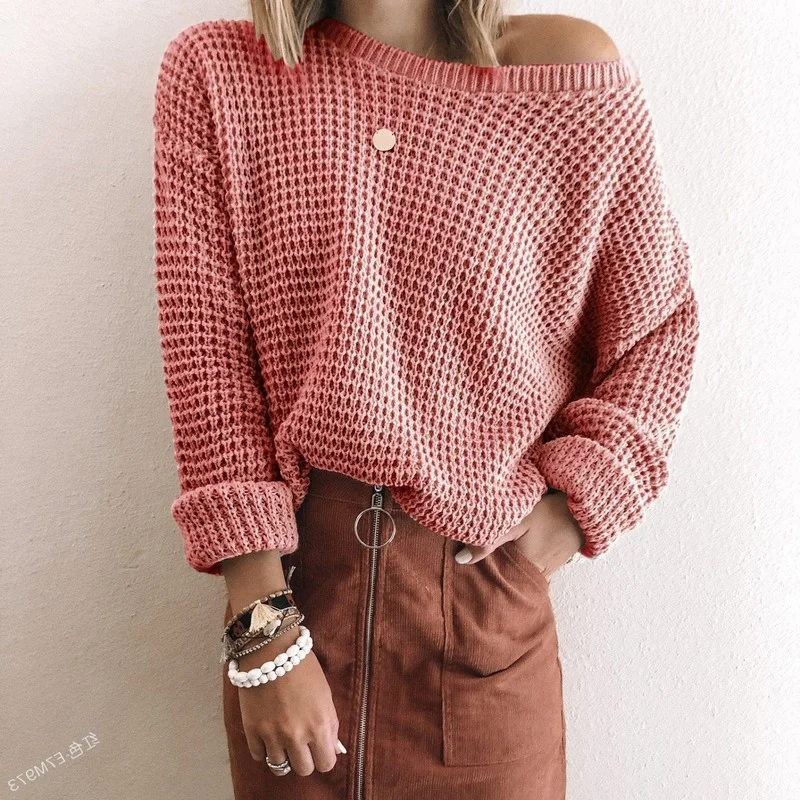 2021 Casual Pullover Temperament Women's Autumn and Winter Solid Color Loose Diagonal Collar Top Long Sleeve Knitted Sweater
2021 Casual Pullover Temperament Women's Autumn and Winter Solid Color Loose Diagonal Collar Top Long Sleeve Knitted Sweater