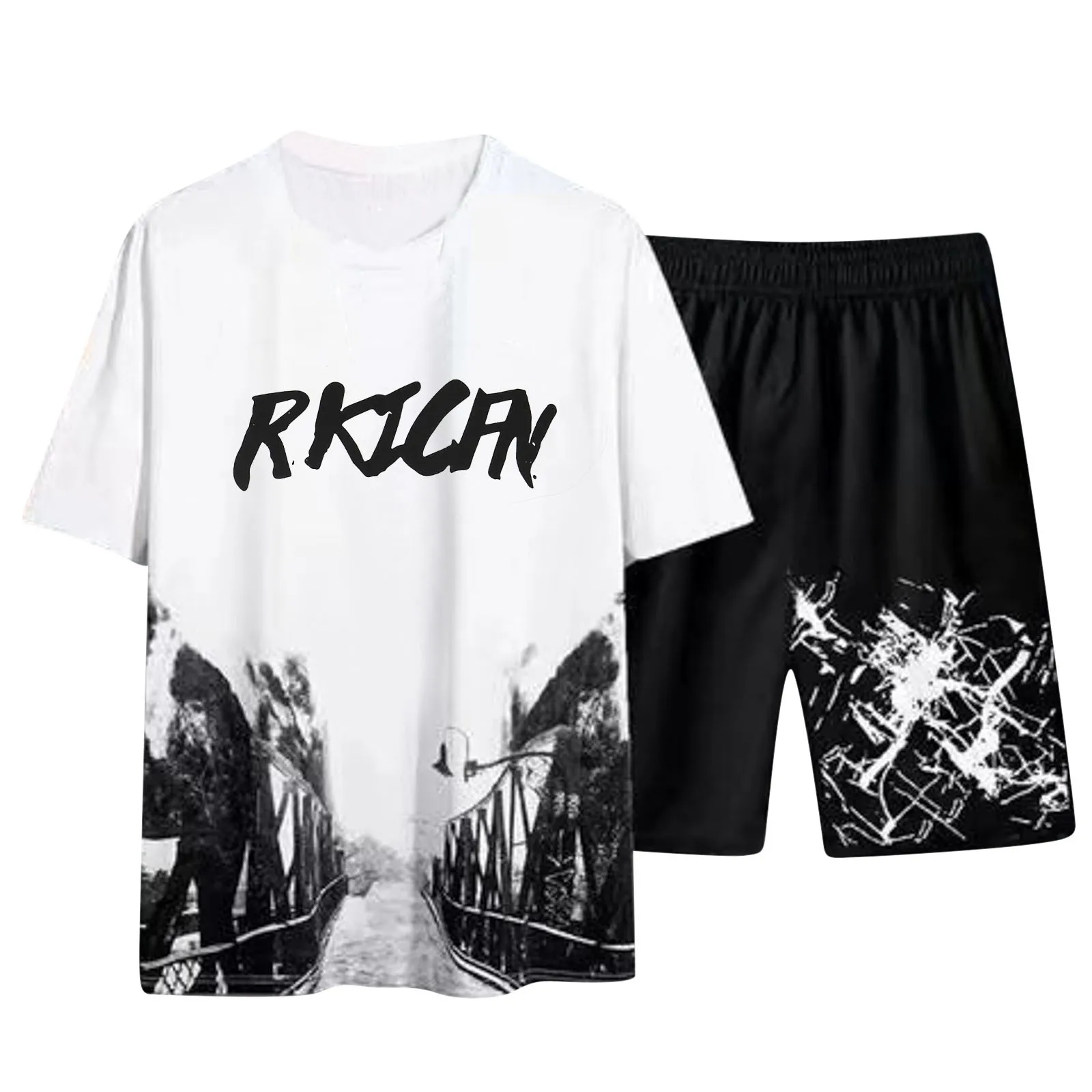 Men Matching Set O-Neck Short Sleeve Letter Print T Shirt Shorts Two Piece Set Sports Punk Gothic Grunge Style Summer Clothing
Men Matching Set O-Neck Short Sleeve Letter Print T Shirt Shorts Two Piece Set Sports Punk Gothic Grunge Style Summer Clothing