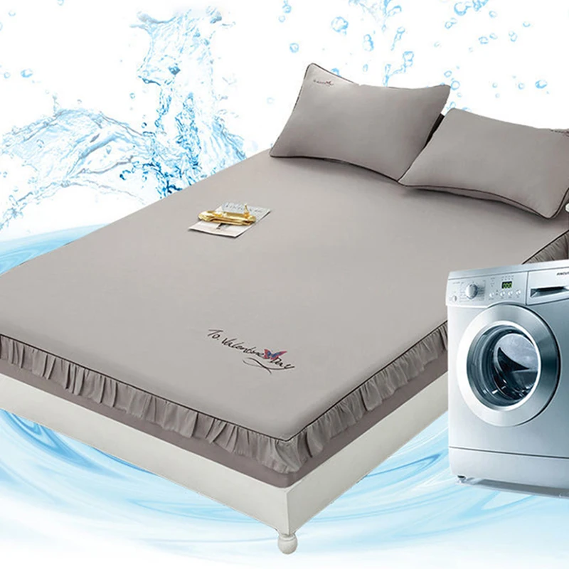 Solid Embroidery Non-slip Fitted Sheet Single Piece Washed Cotton Bedspread Bed Skirt Simmons Protector Mattress Cover
Solid Embroidery Non-slip Fitted Sheet Single Piece Washed Cotton Bedspread Bed Skirt Simmons Protector Mattress Cover