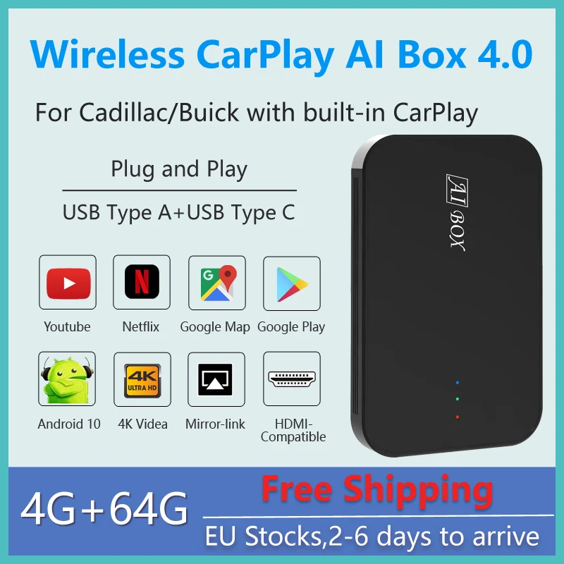 Автомобильный Apple CarPlay YouTube Netflix видео Bluetooth GPS навигация AI Box, для Cadillac ATS-L XTS XT4 CT6 Buick Excelle GL6 Regal
Автомобильный Apple CarPlay YouTube Netflix видео Bluetooth GPS навигация AI Box, для Cadillac ATS-L XTS XT4 CT6 Buick Excelle GL6 Regal