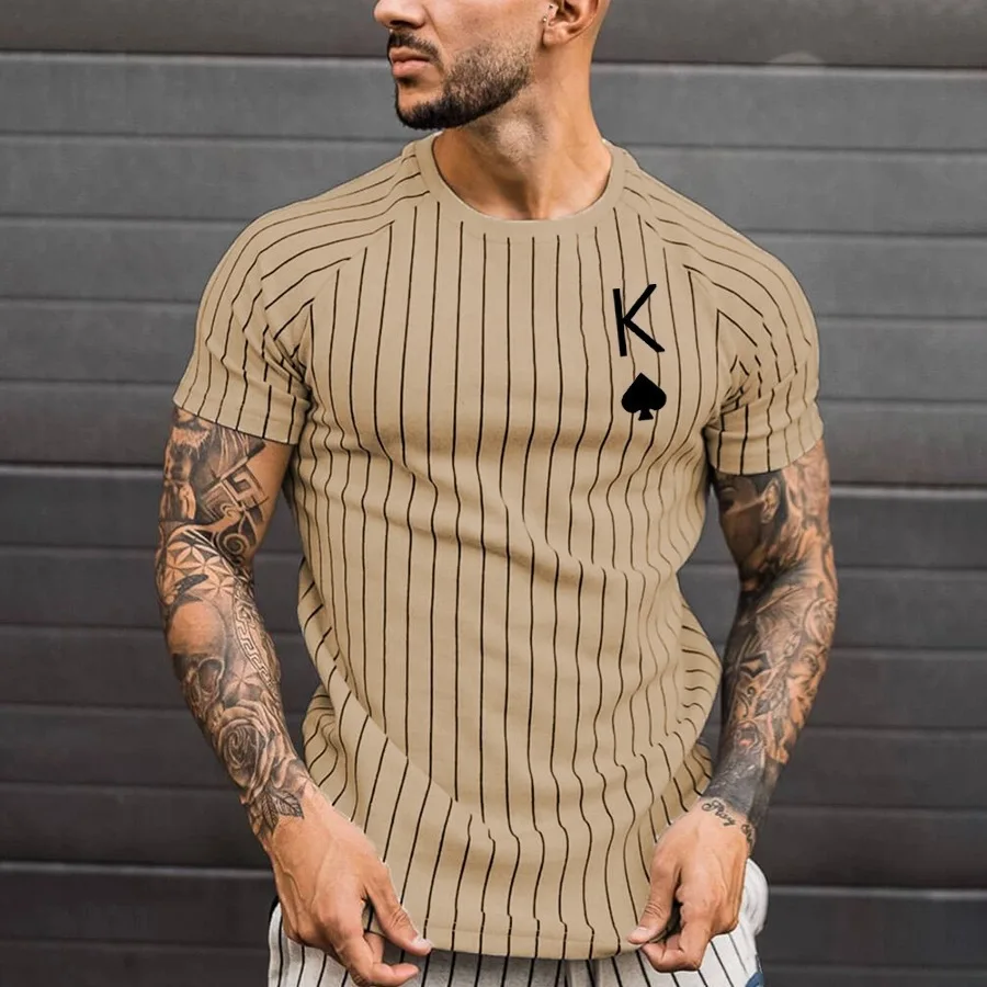 2022 Summer Fashion Men's Solid Color Striped Spades Card Pattern Casual Street Short Sleeve Round Neck Oversized Men's T-Shirt
2022 Summer Fashion Men's Solid Color Striped Spades Card Pattern Casual Street Short Sleeve Round Neck Oversized Men's T-Shirt