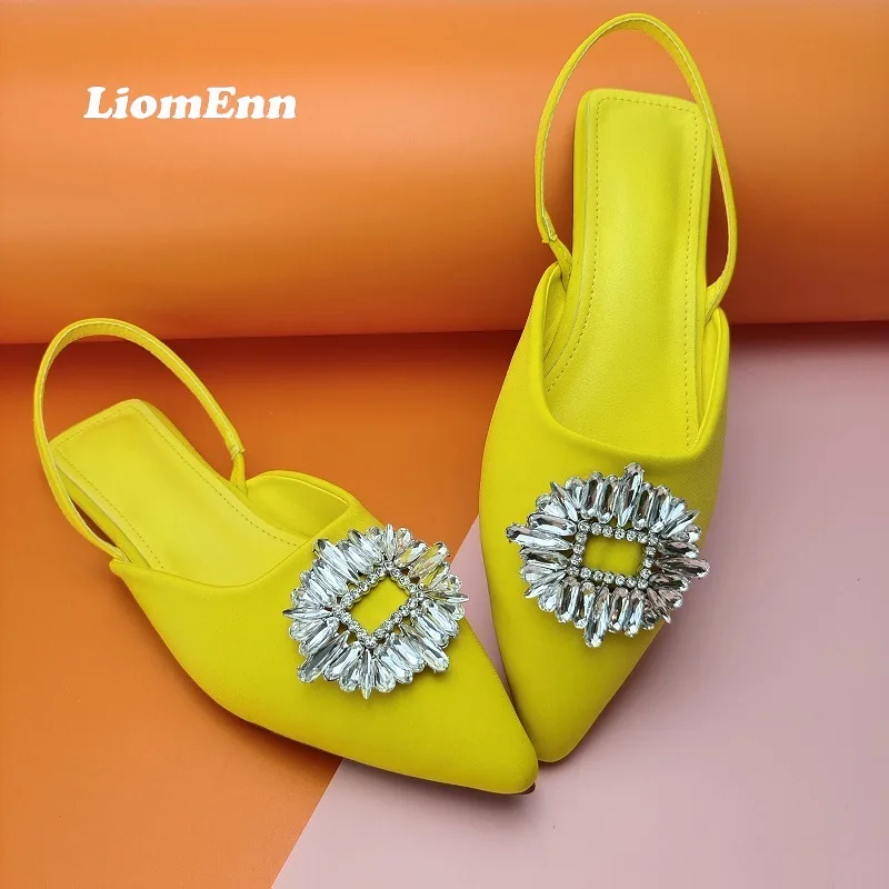 Rhinestones Slingback Flat Pointed Toe Mules Women Slippers 2022 Trend Summer Outdoor Green Yellow Elegant Luxury Party Sandals
Rhinestones Slingback Flat Pointed Toe Mules Women Slippers 2022 Trend Summer Outdoor Green Yellow Elegant Luxury Party Sandals