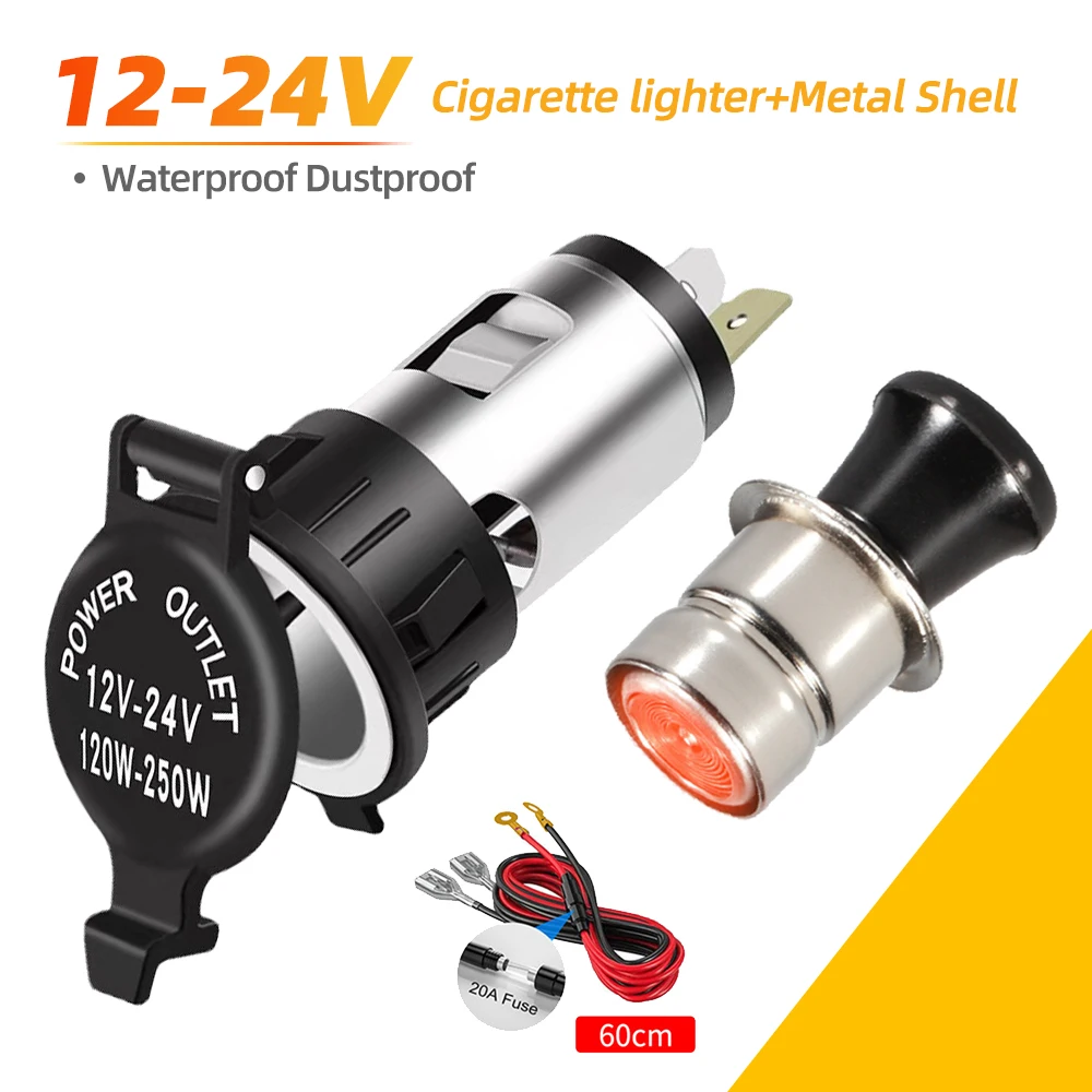 120W-250W 12V-24V Car Cigarette Lighter Power Plug Socket Waterproof Socket Adapter For Motorcycles Boats Mowers Tractors Cars
120W-250W 12V-24V Car Cigarette Lighter Power Plug Socket Waterproof Socket Adapter For Motorcycles Boats Mowers Tractors Cars