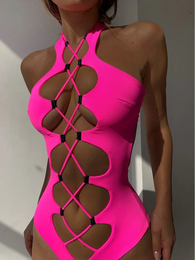 Sexy Solid Color Halter One Piece Swimsuit Women Push Up Hollow Out Bikini Swimwear Female Cross Bandage Bathing Suit Biquini
Sexy Solid Color Halter One Piece Swimsuit Women Push Up Hollow Out Bikini Swimwear Female Cross Bandage Bathing Suit Biquini
