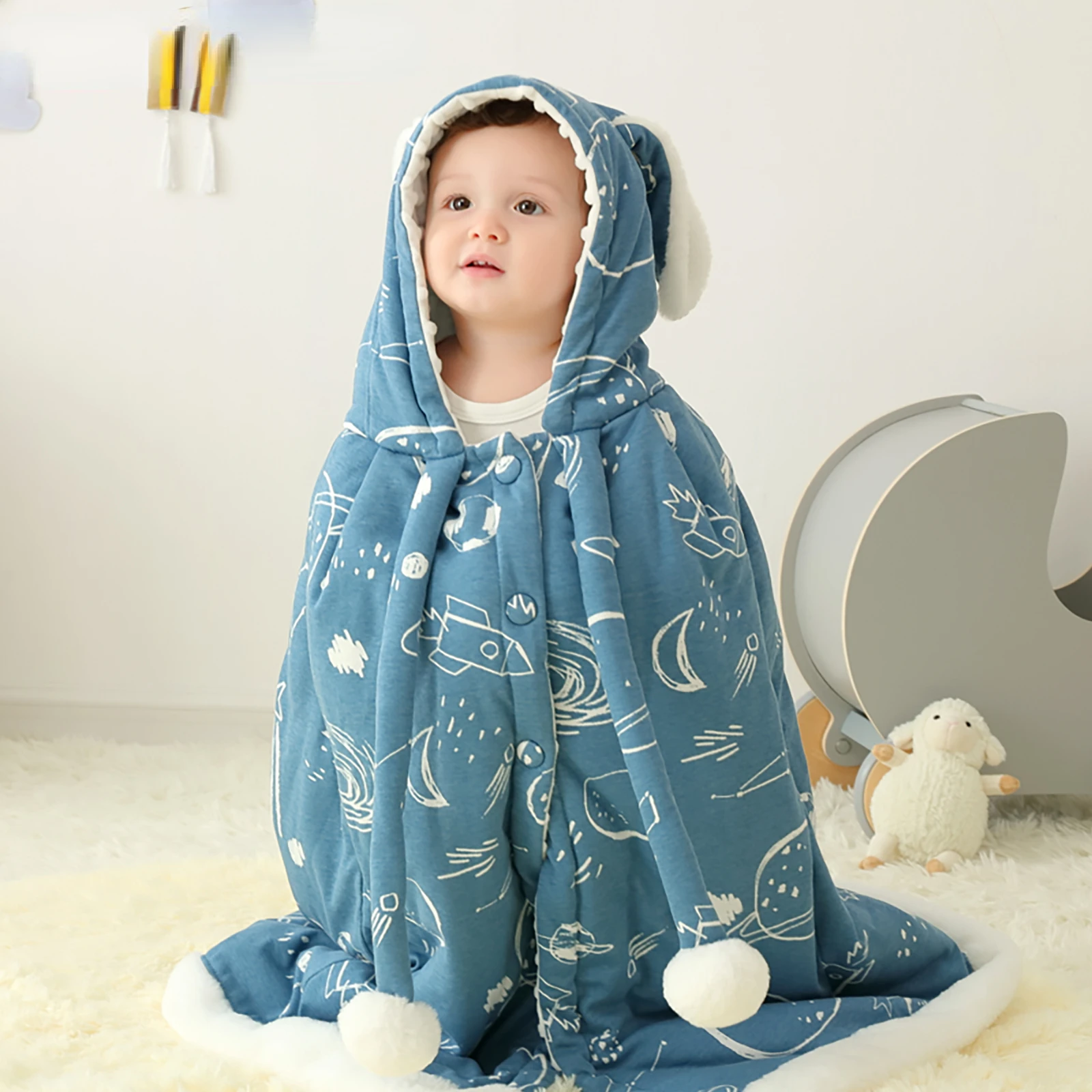 Baby Cloak Autumn Winter Kids Cloak Quilt Coat Hooded Jacket Outdoor Playing Warming Blanket Boys Girls Festival Children Gifts
Baby Cloak Autumn Winter Kids Cloak Quilt Coat Hooded Jacket Outdoor Playing Warming Blanket Boys Girls Festival Children Gifts