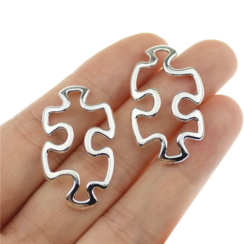 10pcs 30x18mm Antique Silver Color Charms Jigsaw Puzzle Piece Connector Autism Awareness Pednant for Jewelry Making DIY Handmade
10pcs 30x18mm Antique Silver Color Charms Jigsaw Puzzle Piece Connector Autism Awareness Pednant for Jewelry Making DIY Handmade