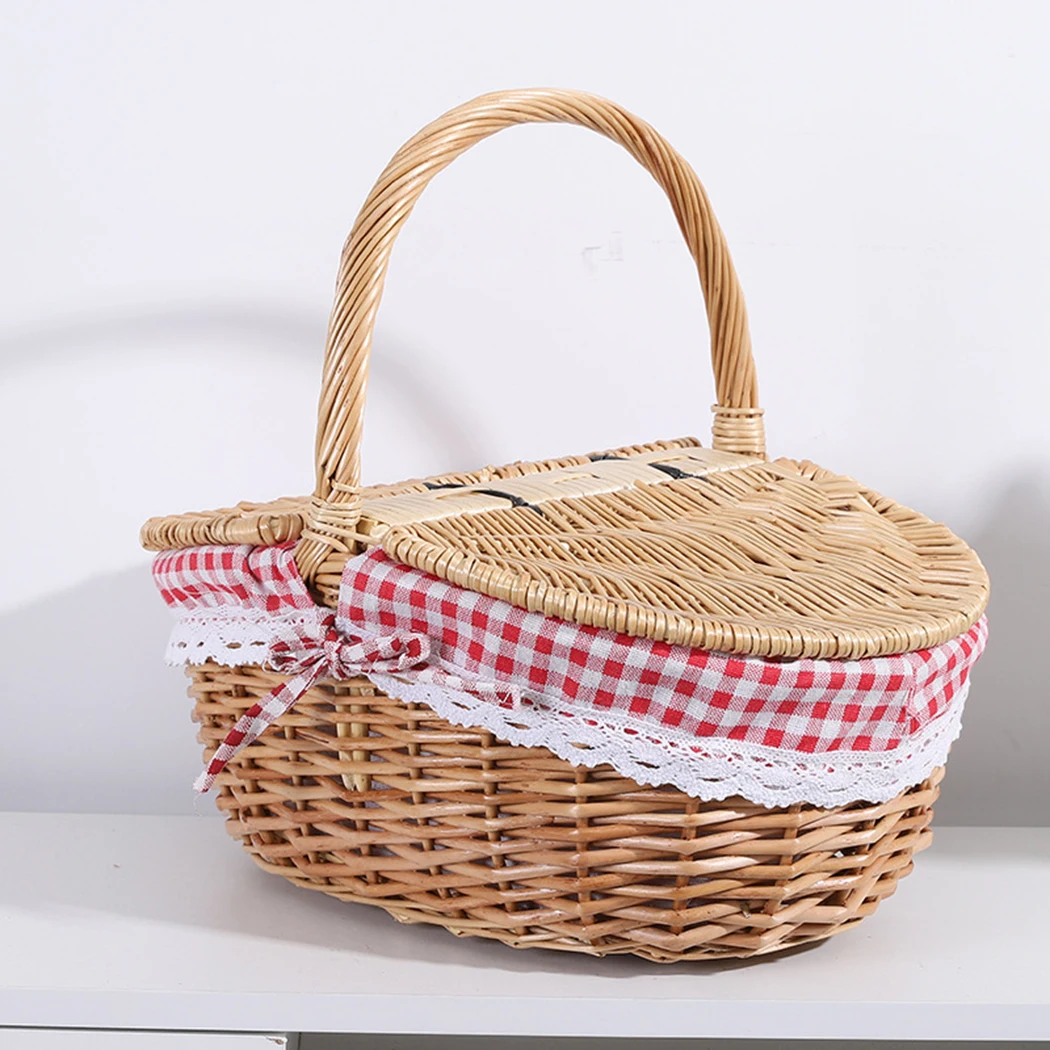 1pc Handmade Wicker Basket With Handle Rattan Camping Picnic Basket With Double Lids Storage Hamper Basket With Cloth Lining
1pc Handmade Wicker Basket With Handle Rattan Camping Picnic Basket With Double Lids Storage Hamper Basket With Cloth Lining