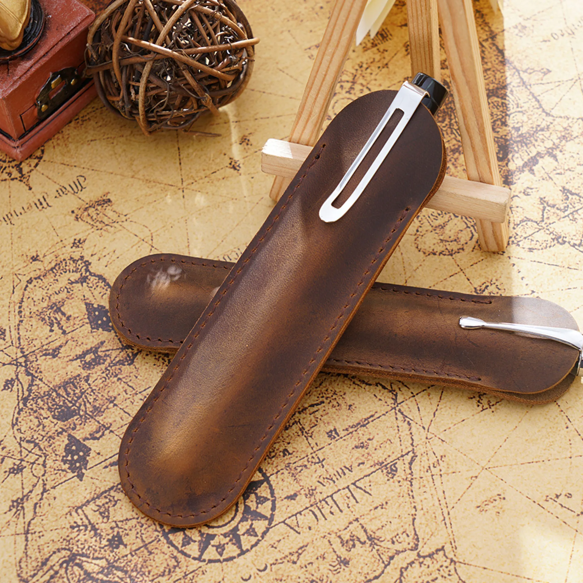 Винтаж набор чехлов для перьевых ручек из кожи