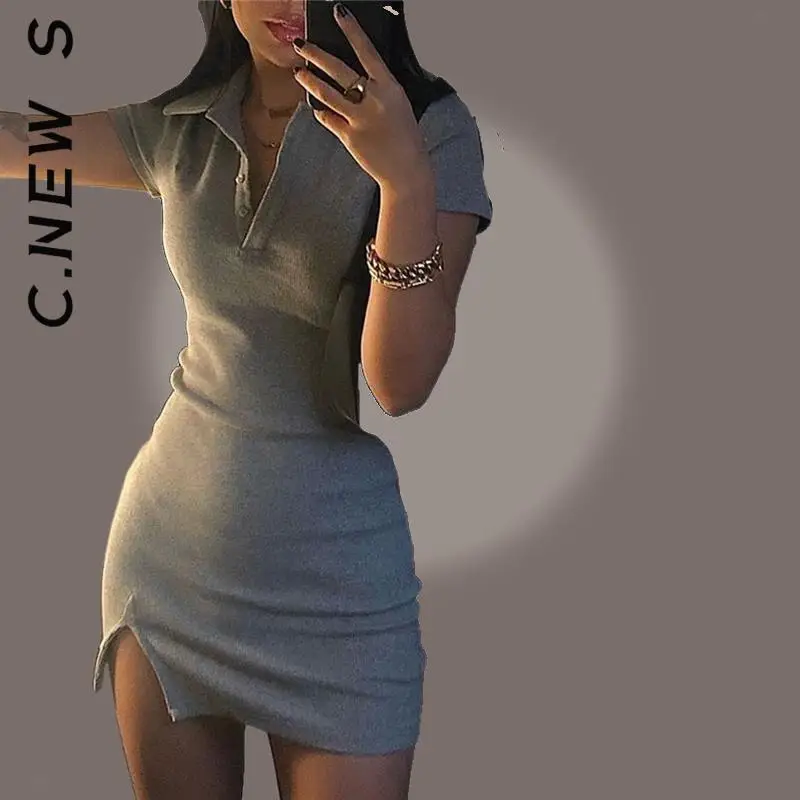 C.New S New Dress Women Basic Short Sleeve Slit Sexy Mini Dress Vintage Dresses Girl Slim Vestidos Dresses Woman Female
C.New S New Dress Women Basic Short Sleeve Slit Sexy Mini Dress Vintage Dresses Girl Slim Vestidos Dresses Woman Female
