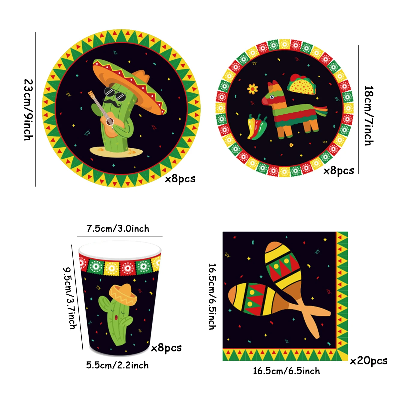 Одноразовая посуда для мексиканской вечеринки 44 шт.
Одноразовая посуда для мексиканской вечеринки 44 шт.