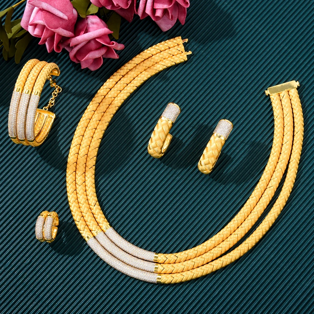 Soramoore Gorgeous Shiny Bridal Necklace Bracelet Earrings Ring Jewelry set For Ladies Women Wedding African CZ Dubai Jewelry 
Soramoore Gorgeous Shiny Bridal Necklace Bracelet Earrings Ring Jewelry set For Ladies Women Wedding African CZ Dubai Jewelry