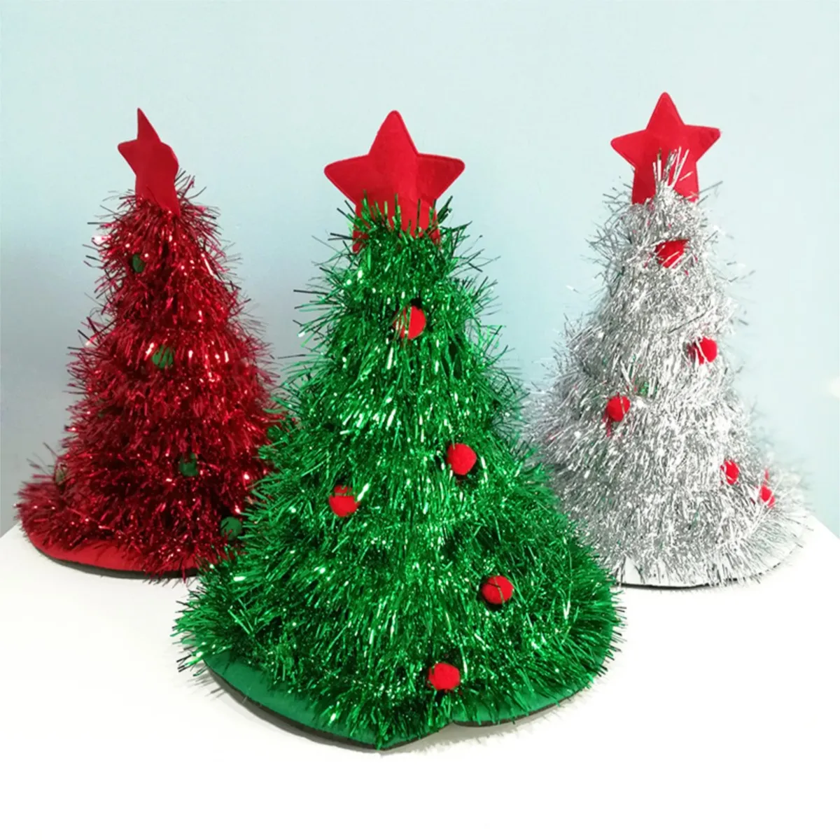 Christmas Tree Hat With Light 5 Colors Decorative Party Dress Supplies Non Woven Rain Silk Santa Hats Parties Dress Up Cap
Christmas Tree Hat With Light 5 Colors Decorative Party Dress Supplies Non Woven Rain Silk Santa Hats Parties Dress Up Cap