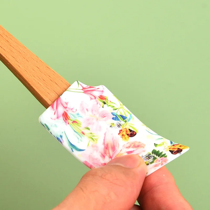 Силиконовый мини-шпатель с цветочным узором скребок для смешивания крема