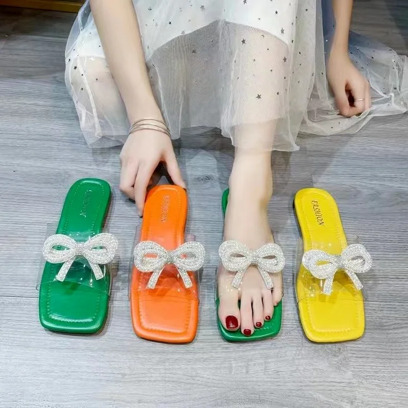 2022 Green bowknot Soft Slippers for Women Square Toe Flat Sandals Woman Plus Size 43 Summer Beach Flip Flops Women Sandals
2022 Green bowknot Soft Slippers for Women Square Toe Flat Sandals Woman Plus Size 43 Summer Beach Flip Flops Women Sandals