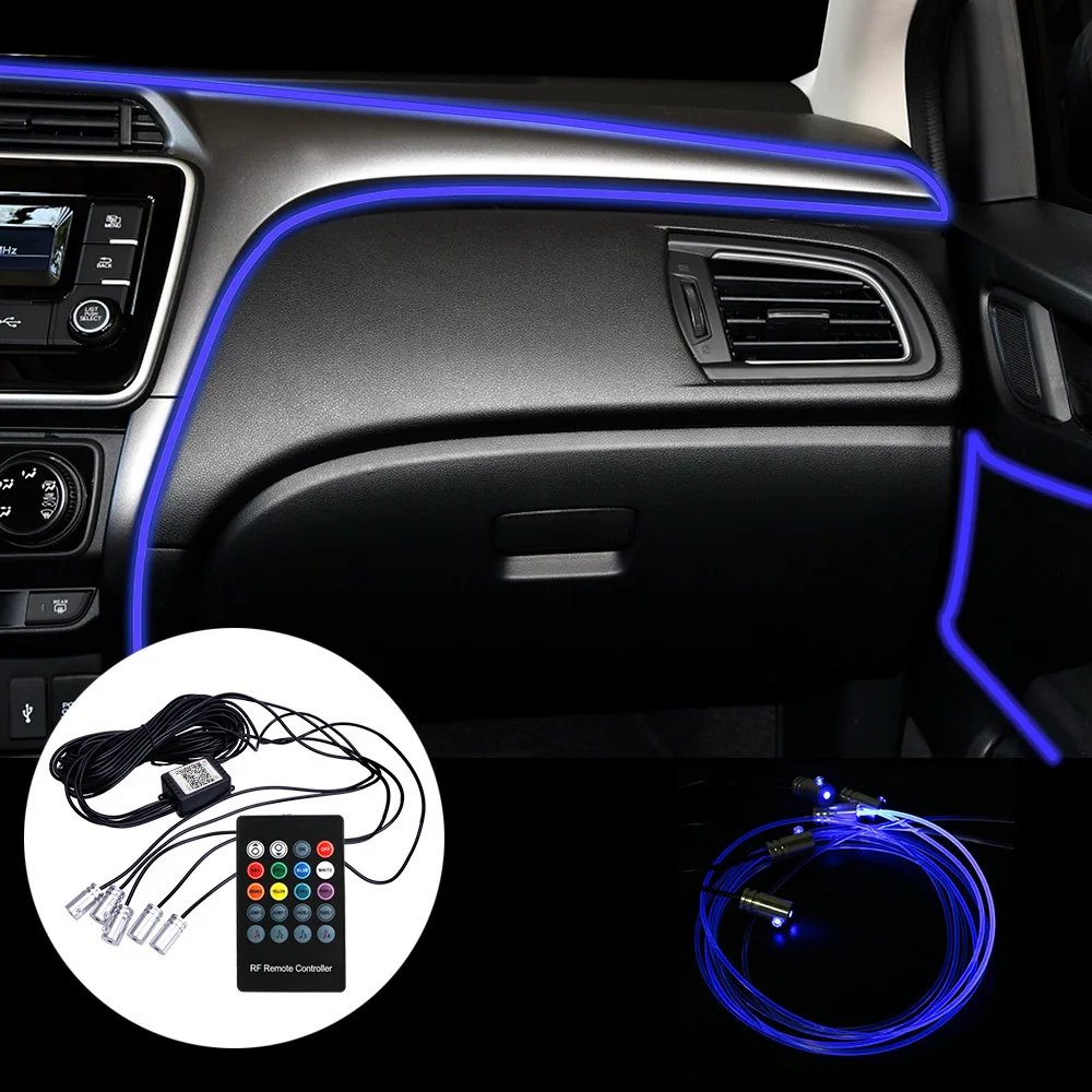 Remote Control Car-styling Fiber Optic Atmosphere Lamps Ambient Lamp 6 Meter App Control RGB Car Interior Light 
Remote Control Car-styling Fiber Optic Atmosphere Lamps Ambient Lamp 6 Meter App Control RGB Car Interior Light