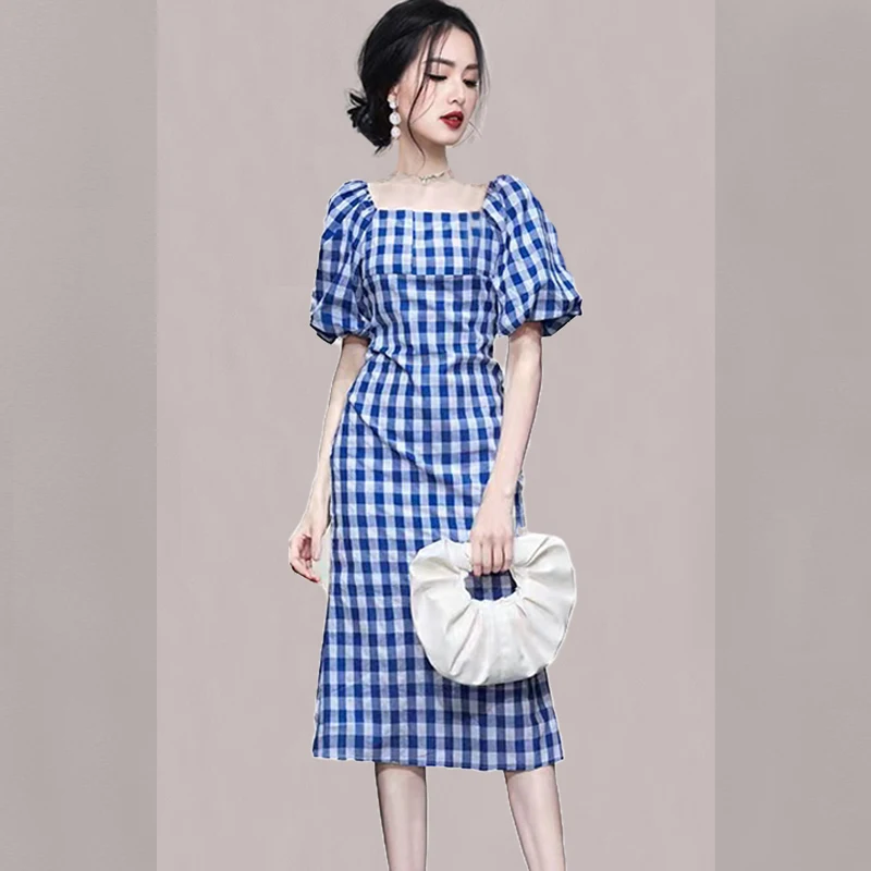 Women's Summer New Korean High End Style Square Neck Lantern Sleeves Vintage Plaid Breathable Pure Cotton Ruffle Edge Dress
Women's Summer New Korean High End Style Square Neck Lantern Sleeves Vintage Plaid Breathable Pure Cotton Ruffle Edge Dress