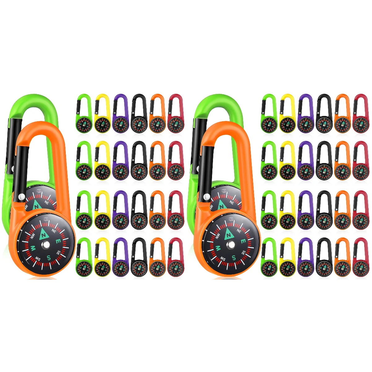 

48 Pcs Climbing Compass Carabiners Outdoor Self Locking Carabiner Keychains for Traveling Hiking