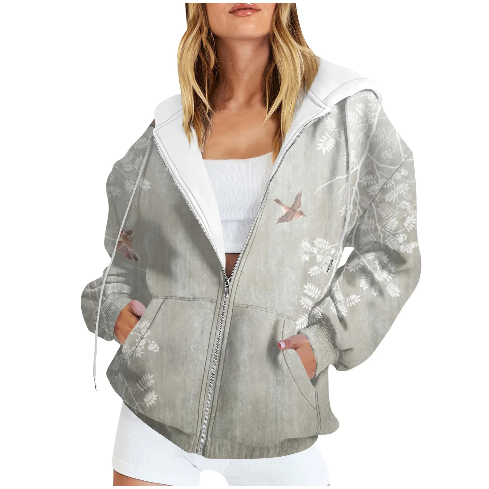 Women's Casual Fashion Foral Printed Long Sleeve Pullover Hoodies Zipper Sweatshirts Coat куртки осенние женские 가을자켓 2023
Women's Casual Fashion Foral Printed Long Sleeve Pullover Hoodies Zipper Sweatshirts Coat куртки осенние женские 가을자켓 2023