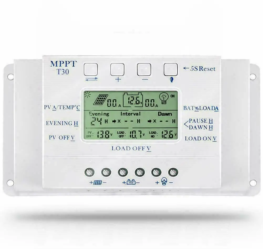 20-80A 12V/24V Solar Charge Controller LCD MPPT Solar Panel Charge Controller 3 Light Timer Control Solar Cell Panel Charger
20-80A 12V/24V Solar Charge Controller LCD MPPT Solar Panel Charge Controller 3 Light Timer Control Solar Cell Panel Charger