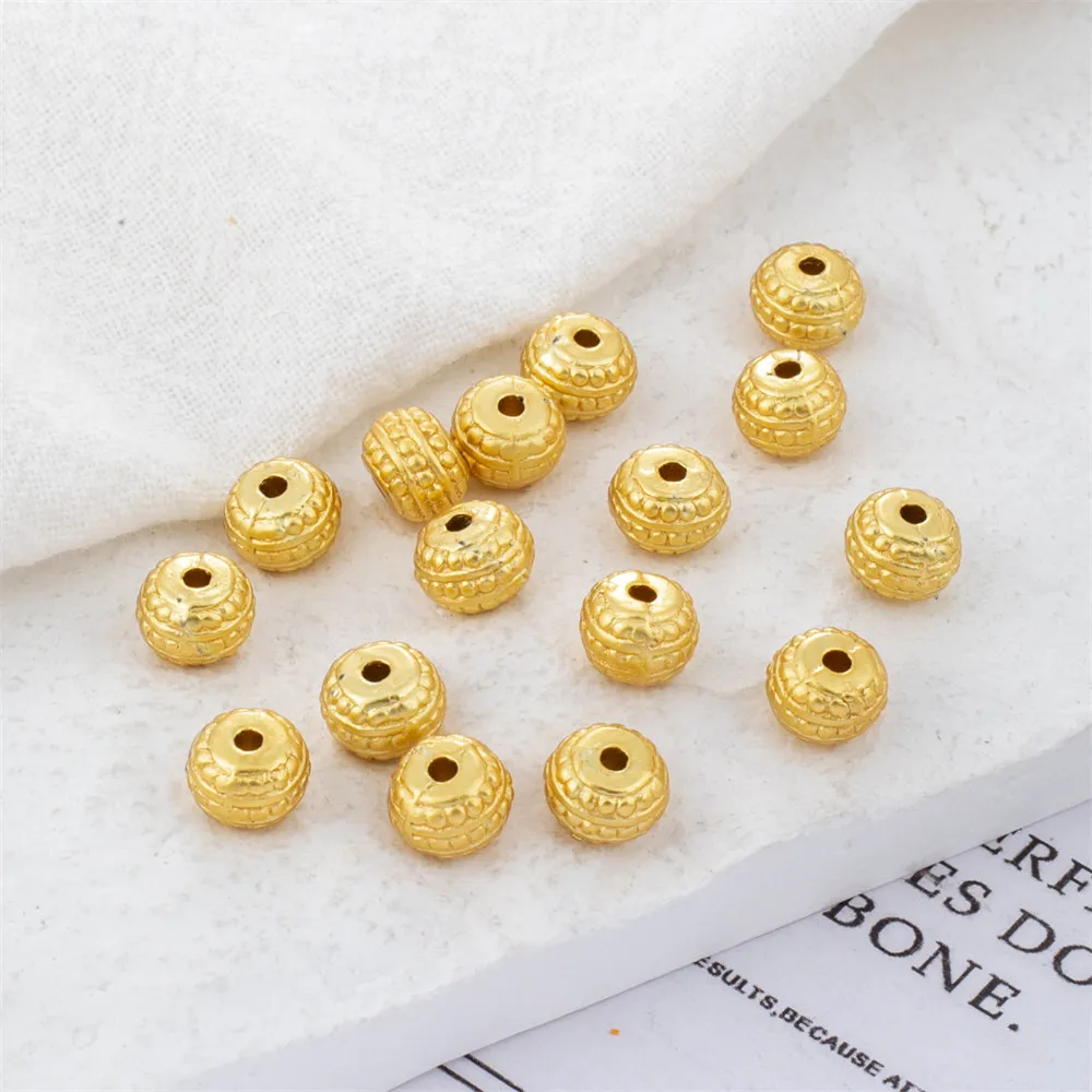18K matte gold coated gold pitted wheel bead DIY bracelet tire bead 5 * 7mm handmade jewelry accessories 
18K matte gold coated gold pitted wheel bead DIY bracelet tire bead 5 * 7mm handmade jewelry accessories