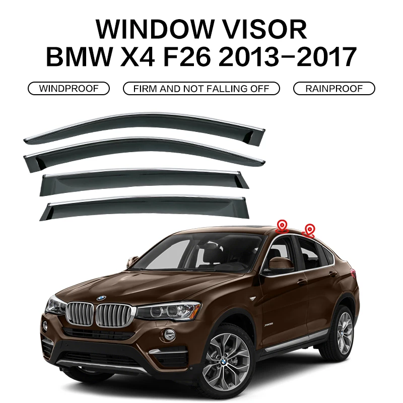 Оконный козырек для BMW X4 F26 G02 2013-2022, Автомобильный Дверной козырек, защитные стекла 
Оконный козырек для BMW X4 F26 G02 2013-2022, Автомобильный Дверной козырек, защитные стекла