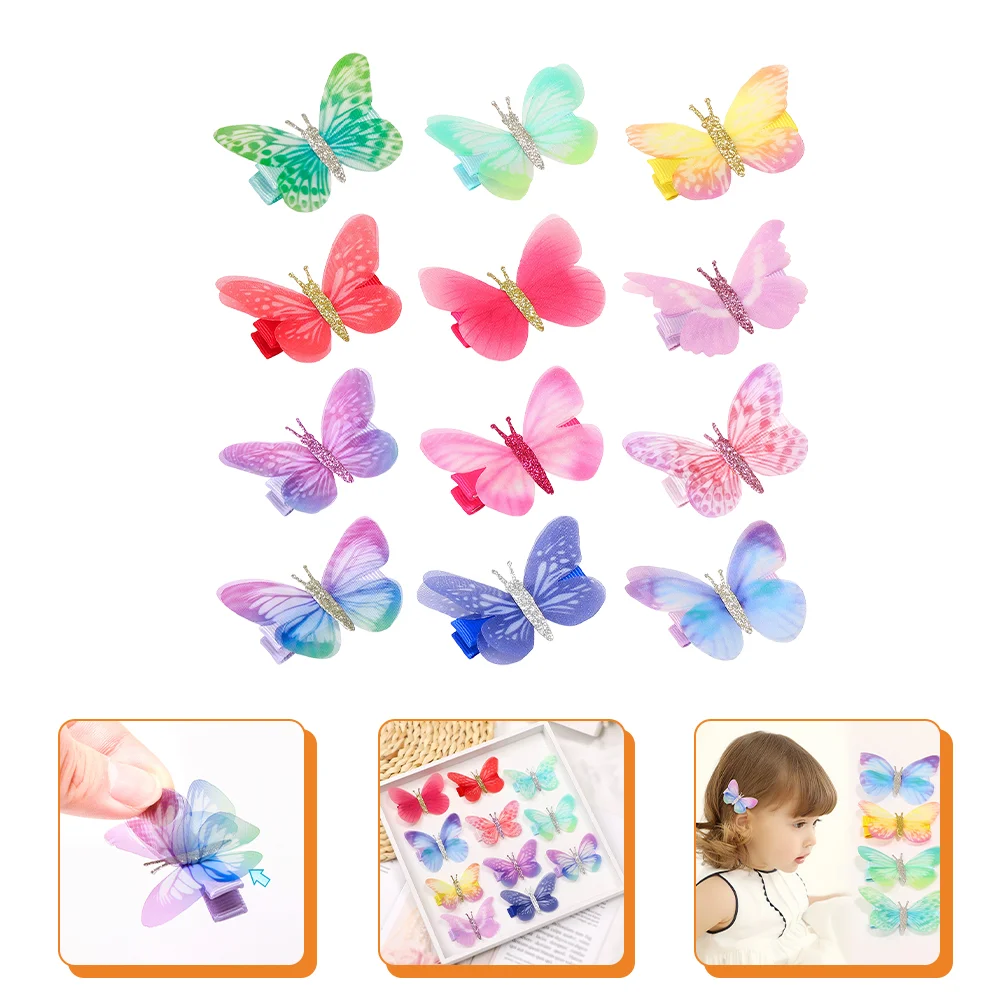 

Hair Clip Girl Butterflies Clips Hairpins Barrettes Alligator Kids Tulle Hairpin Decoration Barrette Chiffon Headdress Wedding