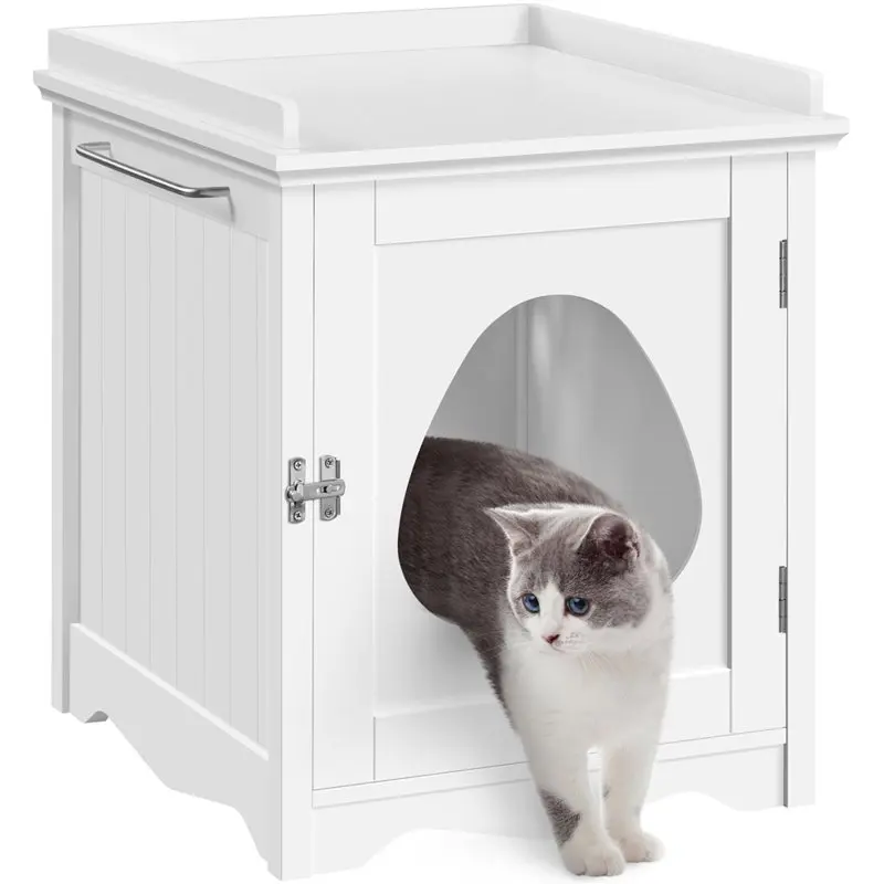 Indoor Wooden Cat Litter Box Furniture Enclosure, White For Cats Kitten Furniture House
Indoor Wooden Cat Litter Box Furniture Enclosure, White For Cats Kitten Furniture House