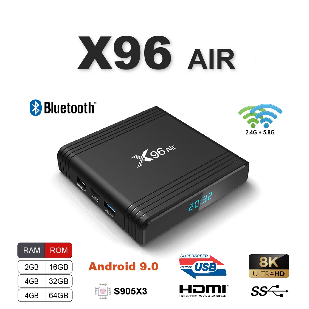 X96 Air Smart TV Box Android 9.0 Amlogic S905X3 8Kx4K 2.4G/5G WIFI BT 4gb 32g/64g HDR Multimedia Player Set Top Box Youtube
X96 Air Smart TV Box Android 9.0 Amlogic S905X3 8Kx4K 2.4G/5G WIFI BT 4gb 32g/64g HDR Multimedia Player Set Top Box Youtube