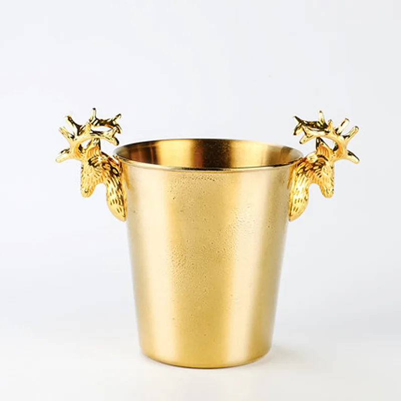 

Stainless Steel Ice Bucket Elk Champagne Cool Barrel Gold Silver Beer Wine Chiller Bar Tools Home Storage